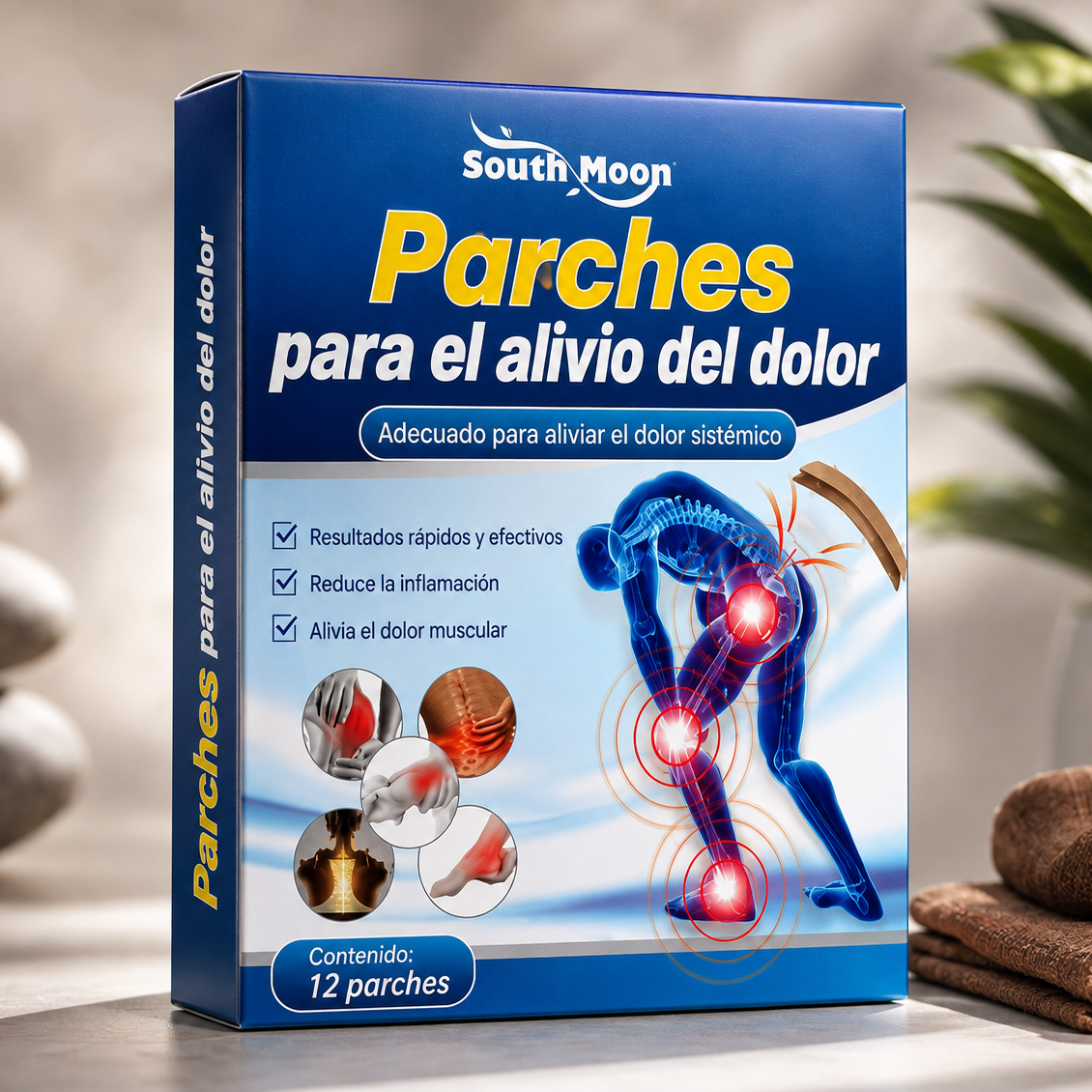 Parches Herbales para el Alivio del Dolor Articular y Muscular (12 Unidades)